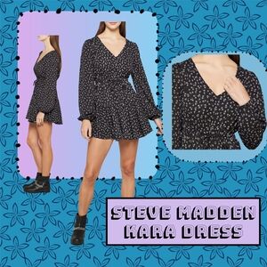Steve Madden Black Mini Dress with Floral Pattern
